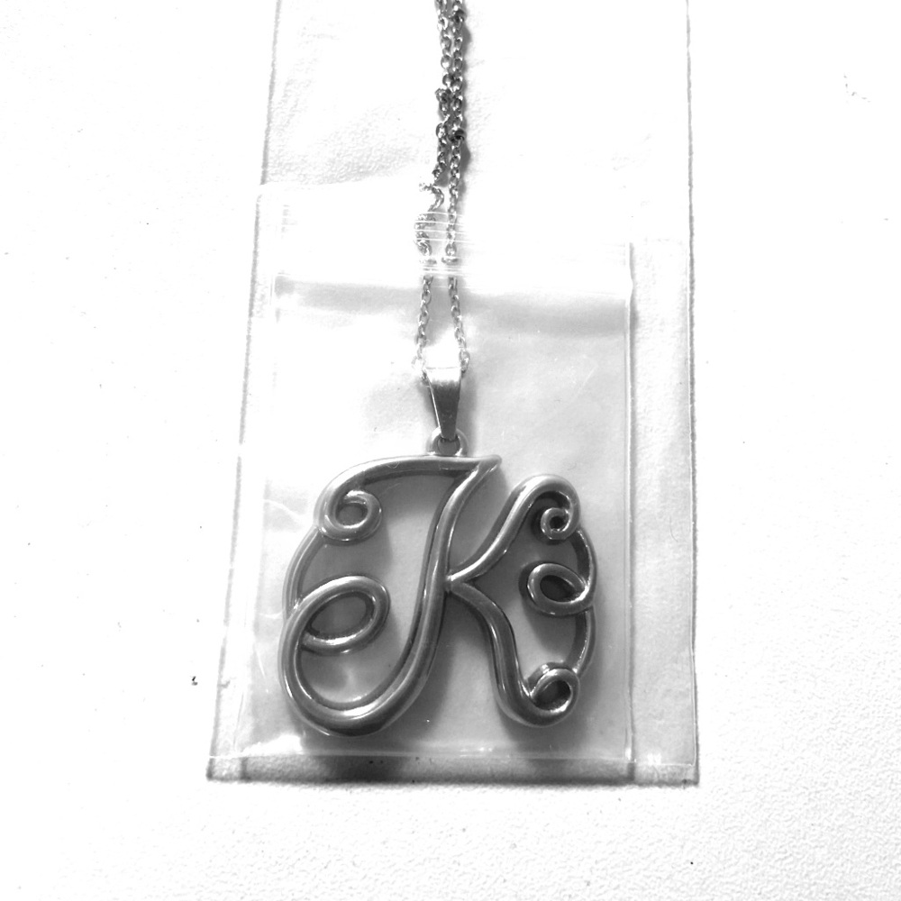 Letter K sterling silver necklace